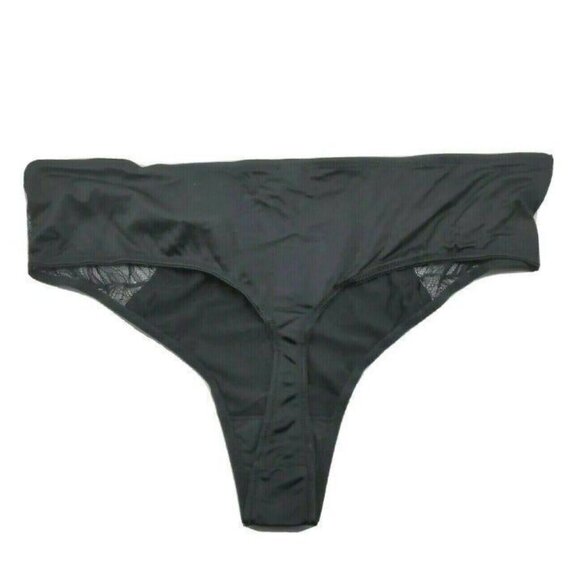 INC International Concepts Womens Thong Bikini Panty Deep Black Plus Size 1X NEW - Picture 5 of 10